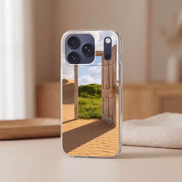 Telefoonhoesje Softcase - Deur - Woestijn - Gras — 3