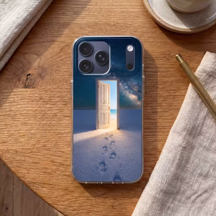 Telefoonhoesje Softcase - Deur - Sneeuw - Strand — 2