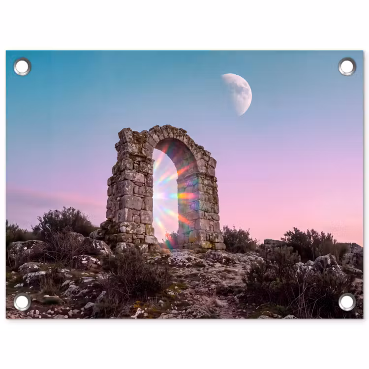 Tuinposter - Boog - Regenboog - Maan — 1