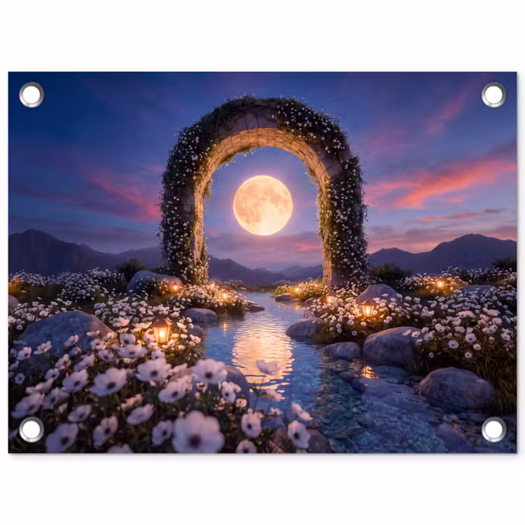 Tuinposter - Boog - Maan - Nacht — 1