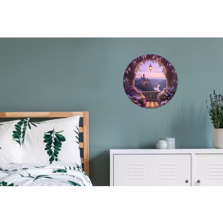 Wandcirkel - Aluminium - Kasteel - Rivier - Avond — 4