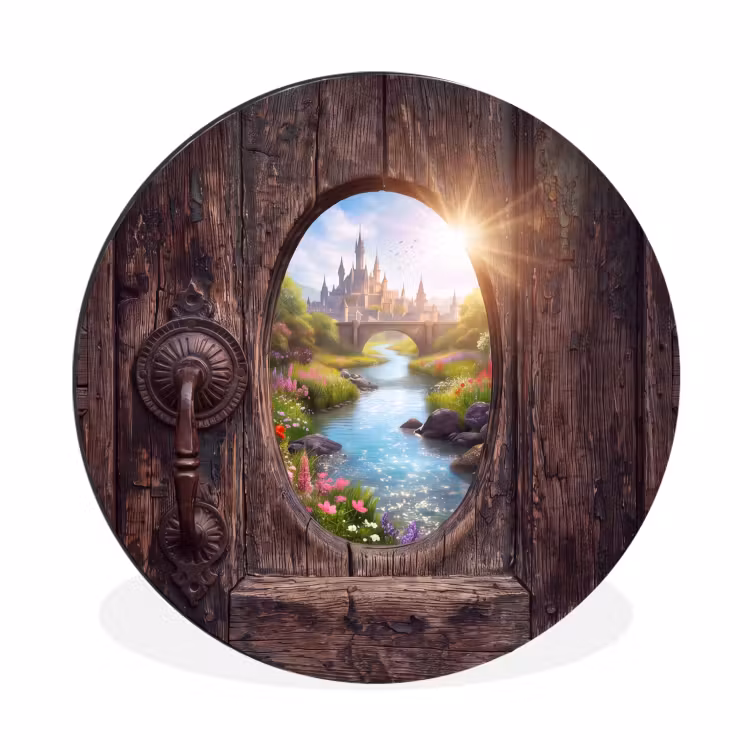 Wandcirkel - Aluminium - Kasteel - Rivier - Natuur — 1