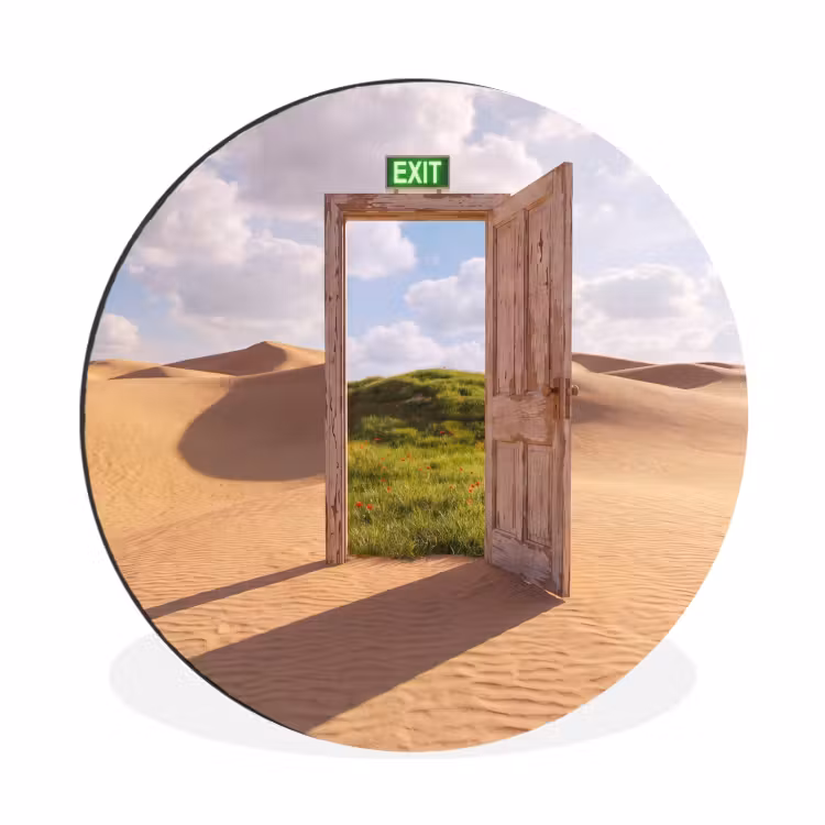 Wandcirkel - Aluminium - Deur - Woestijn - Gras — 1
