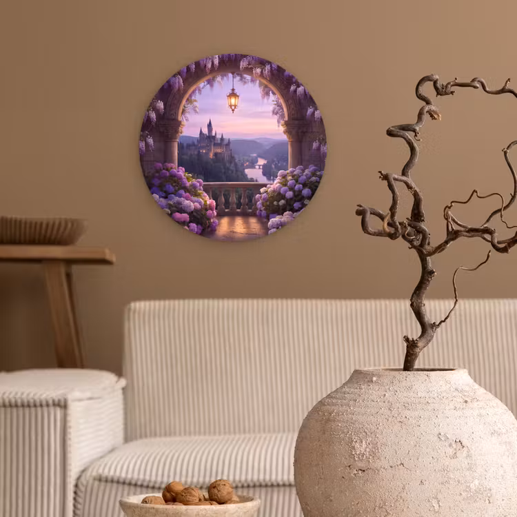 Wandcirkel - Glas - Kasteel - Rivier - Avond — 2