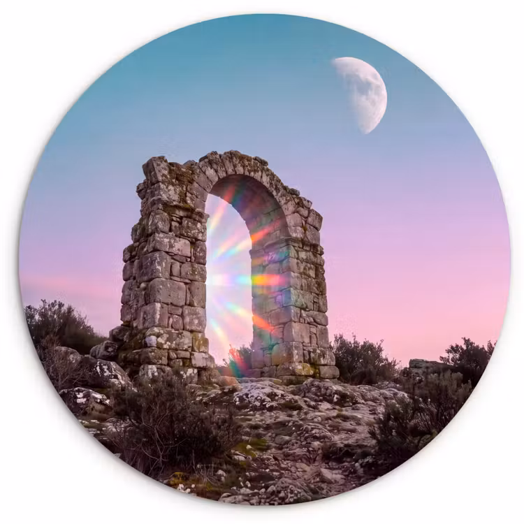 Wandcirkel - Glas - Boog - Regenboog - Maan — 1