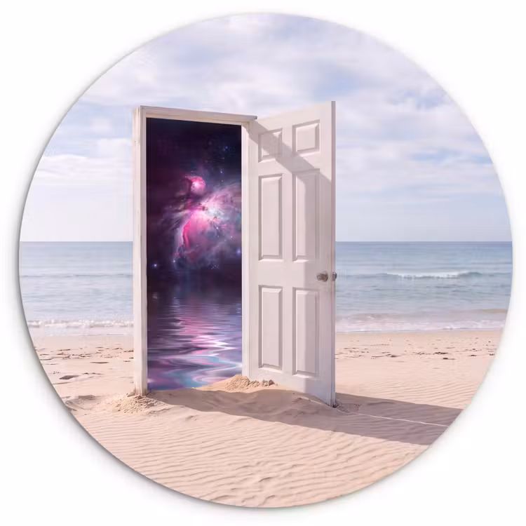 Wandcirkel - Glas - Deur - Strand - Kosmos — 1