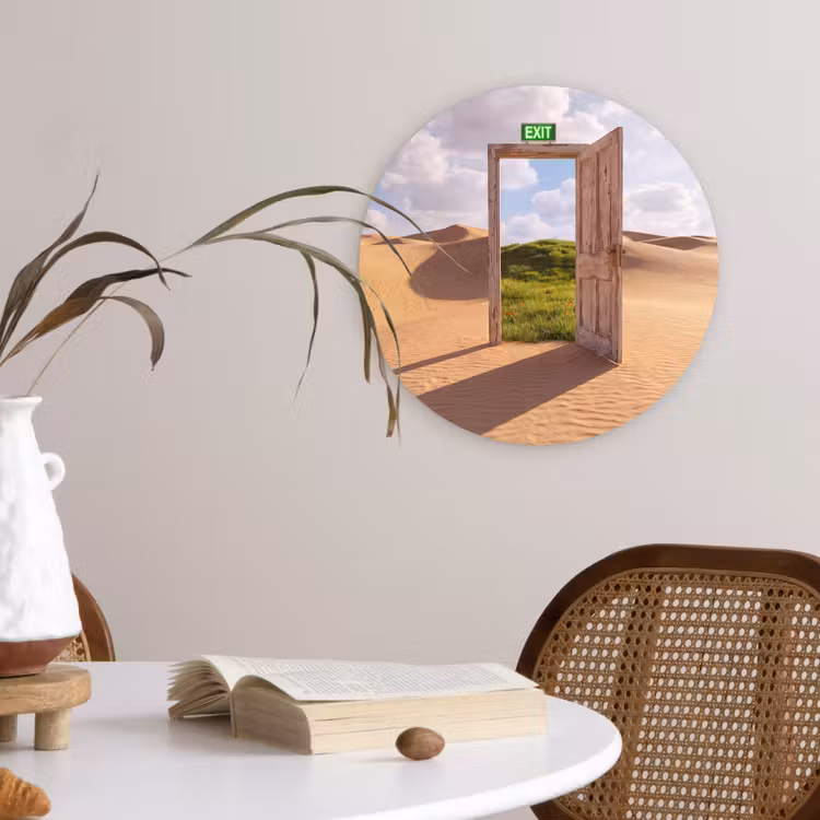 Wandcirkel - Glas - Deur - Woestijn - Gras — 4
