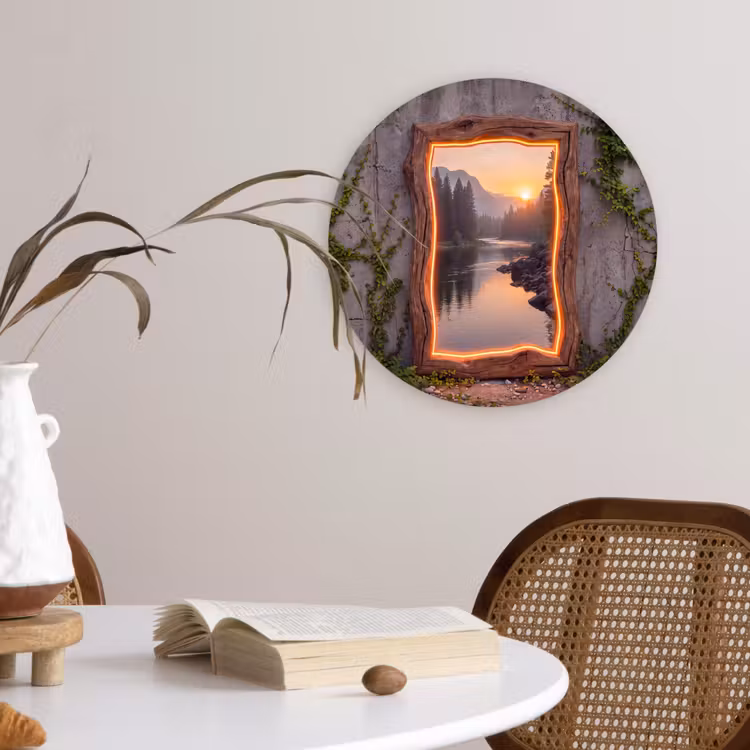 Wandcirkel - Glas - Landschap - Kader - Licht — 4
