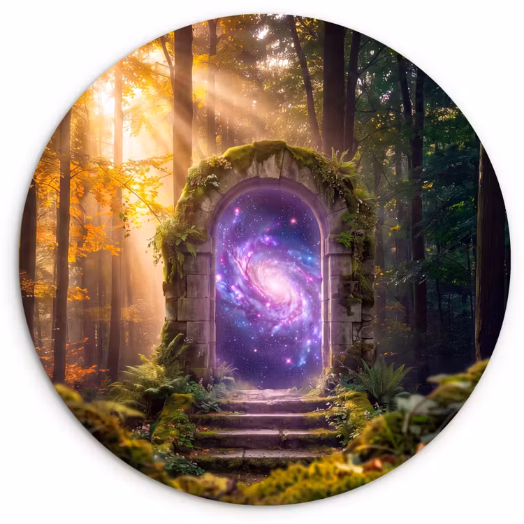 Wandcirkel - Glas - Poort - Kosmos - Bos — 1