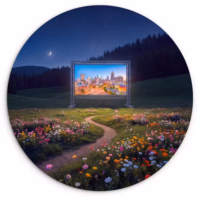Wandcirkel - Glas - Scherm - Stad - Natuur — 1
