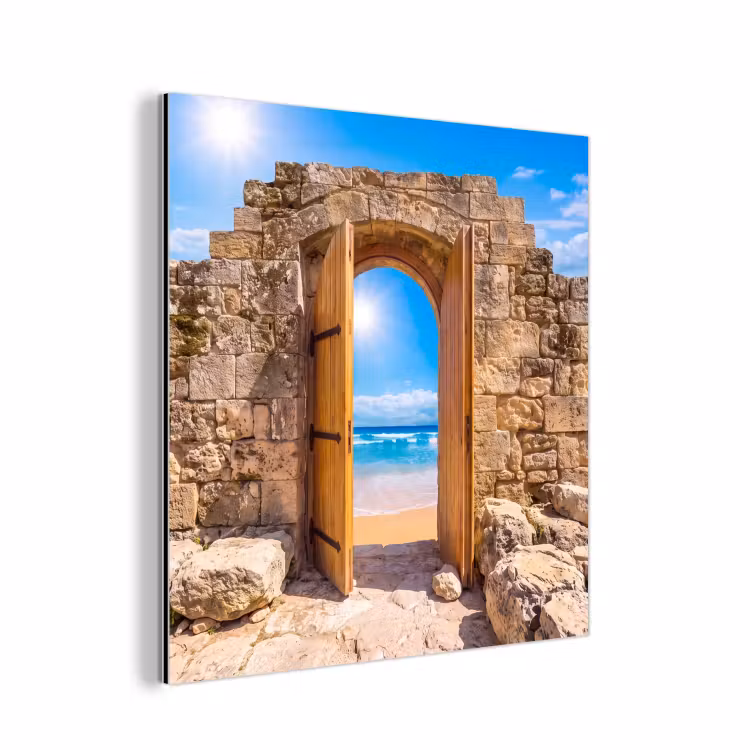 Aluminium schilderij - Deur - Strand - Zee — 1