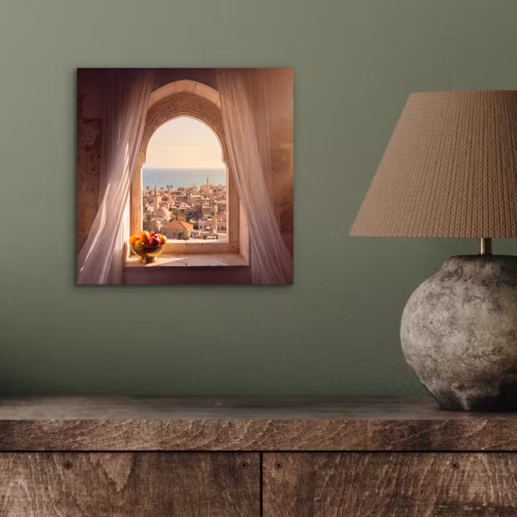 Aluminium schilderij - Raam - Stad - Zee — 3
