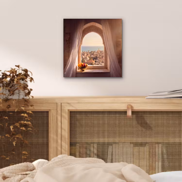 Aluminium schilderij - Raam - Stad - Zee — 4