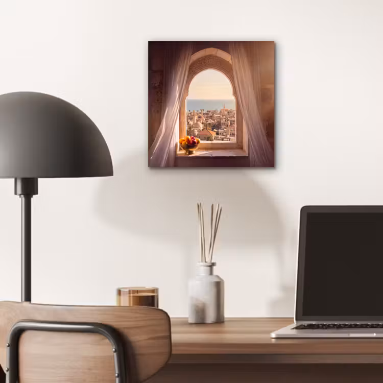 Aluminium schilderij - Raam - Stad - Zee — 6