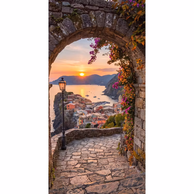 Behang - Boog - Kust - Zonsondergang — 2