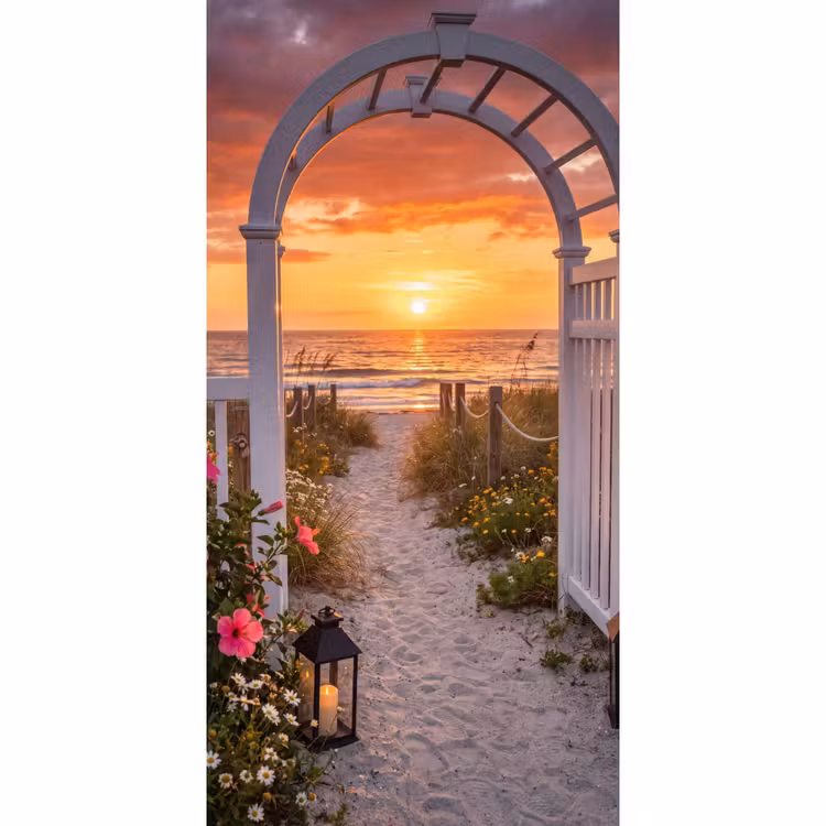 Behang - Zee - Pad - Bloemen — 2