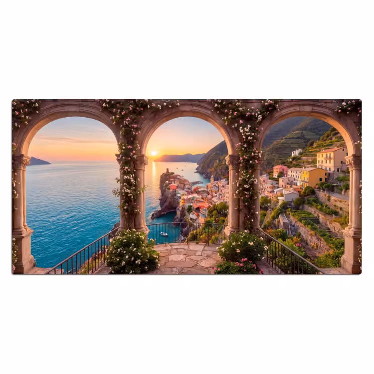 Bureau onderlegger - Dorp - Zee - Zonsondergang — 2