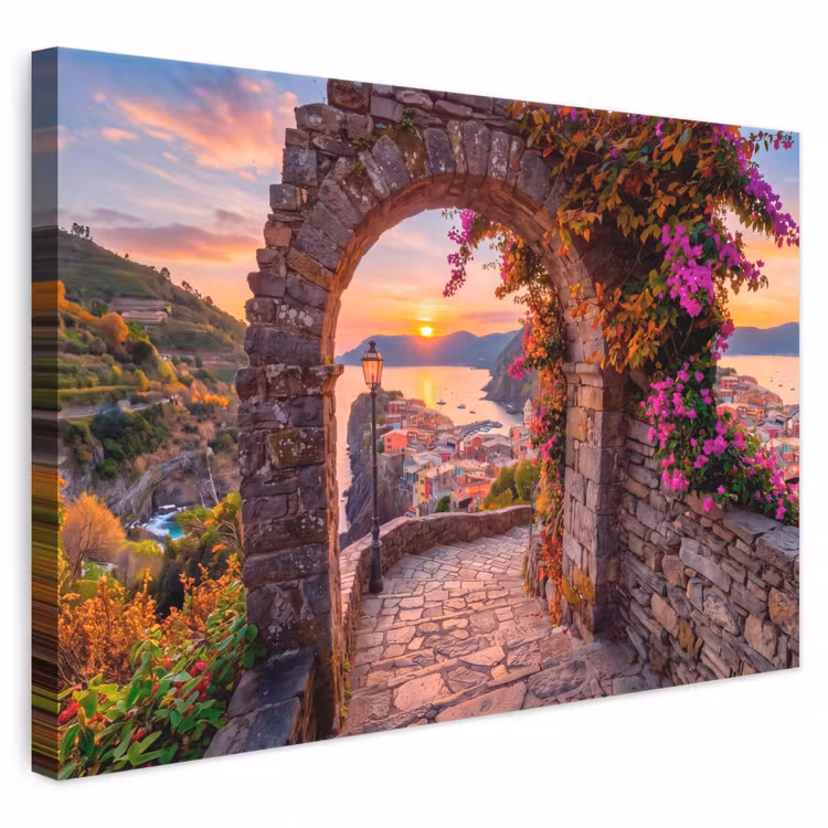 Canvas schilderij - Boog - Kust - Zonsondergang — 1