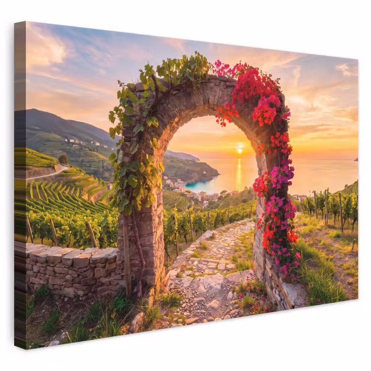 Canvas schilderij - Boog - Zonsondergang - Kust — 1
