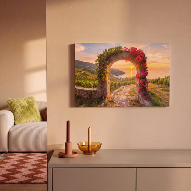 Canvas schilderij - Boog - Zonsondergang - Kust — 2