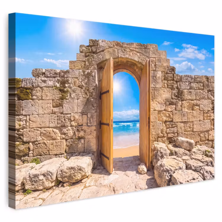 Canvas schilderij - Deur - Strand - Zee — 1