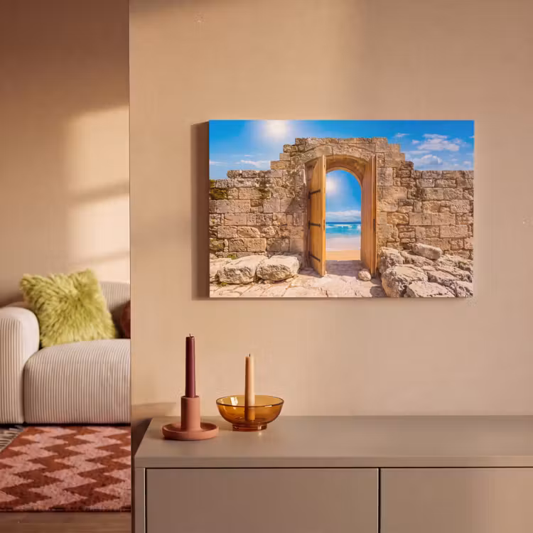 Canvas schilderij - Deur - Strand - Zee — 2