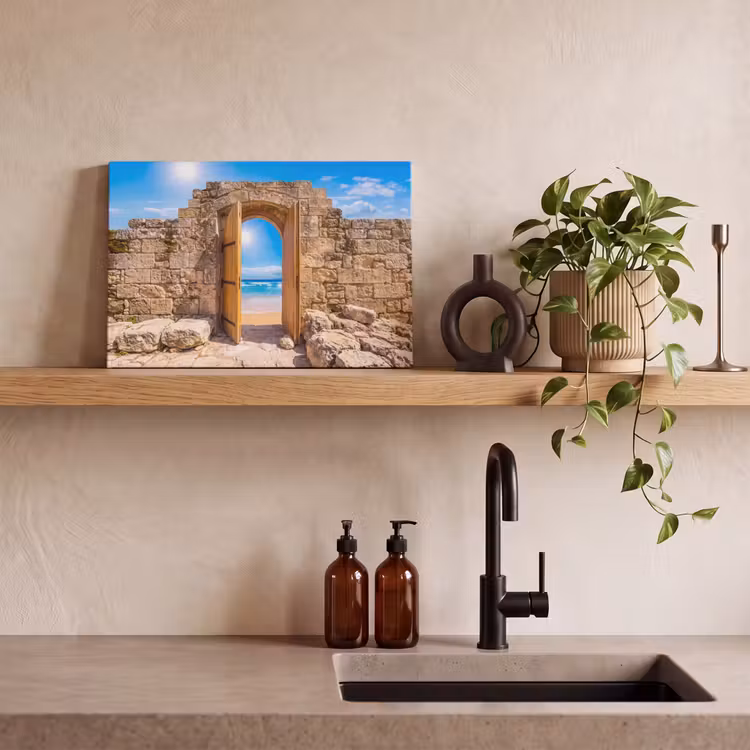 Canvas schilderij - Deur - Strand - Zee — 4