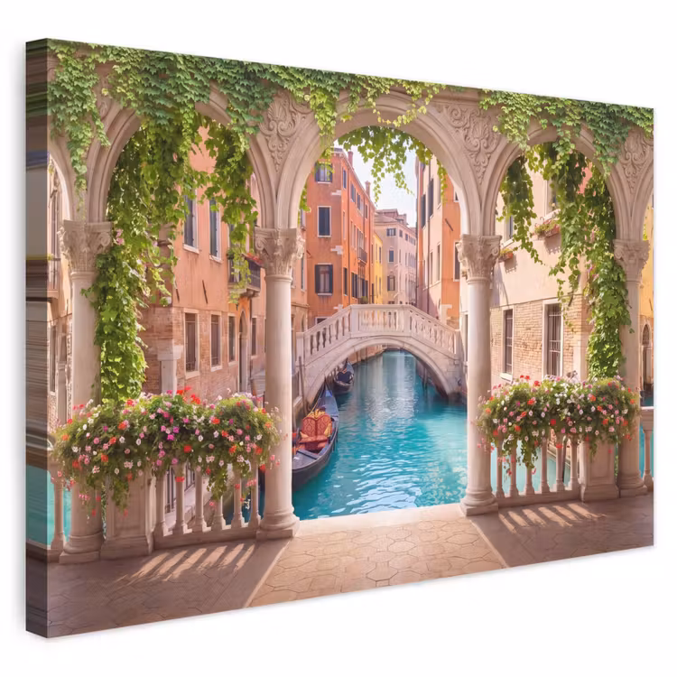 Canvas schilderij - Gracht - Stad - Architectuur — 1