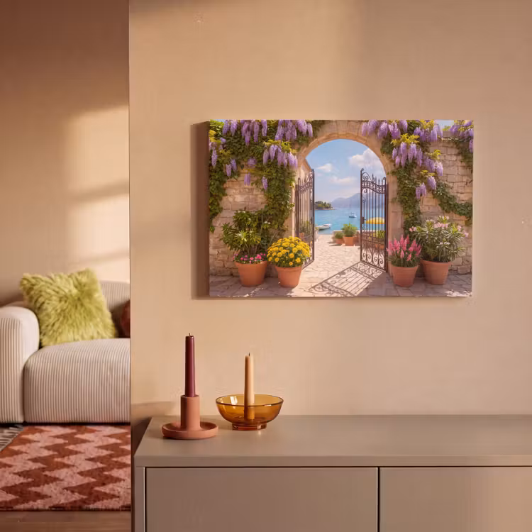 Canvas schilderij - Poort - Zee - Uitzicht — 2