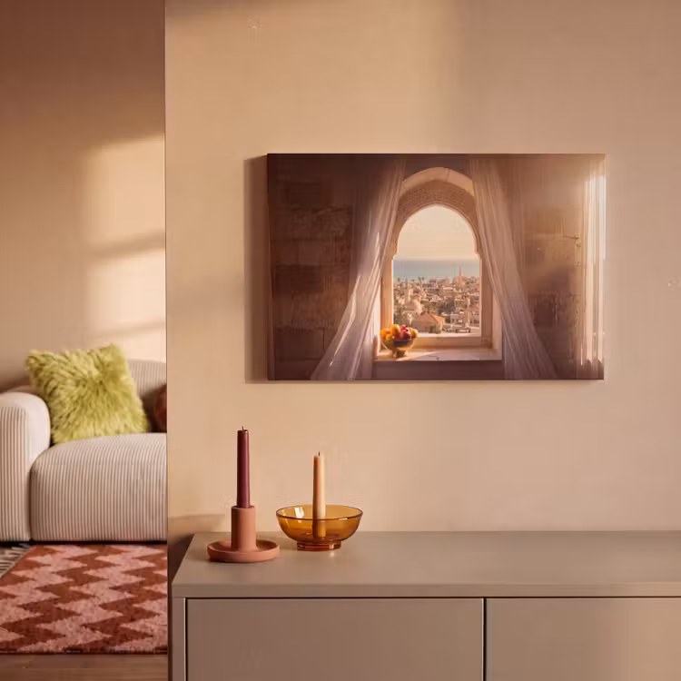 Canvas schilderij - Raam - Stad - Zee — 2