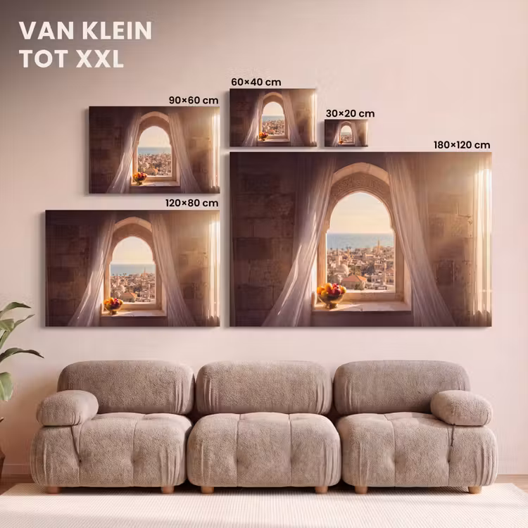 Canvas schilderij - Raam - Stad - Zee — 8