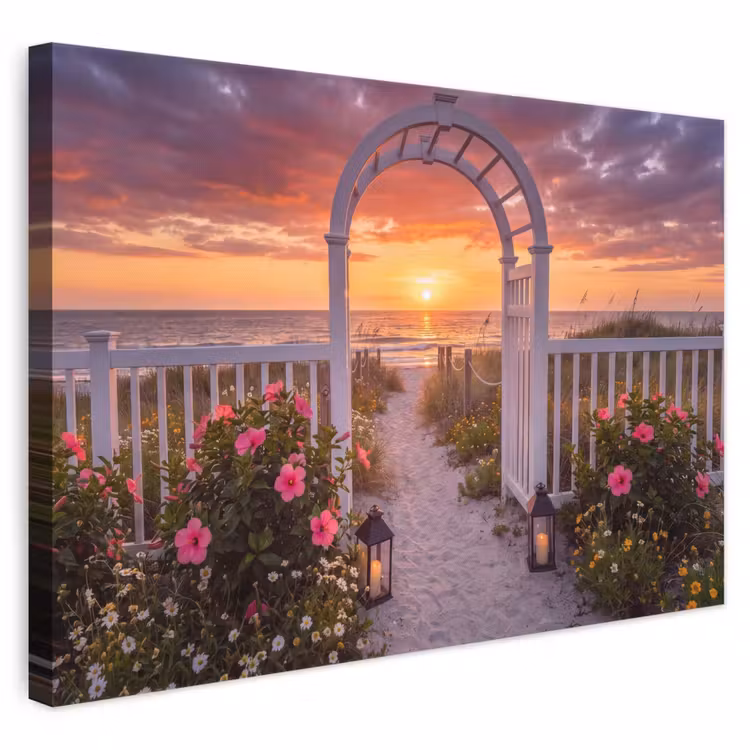 Canvas schilderij - Zee - Pad - Bloemen — 1