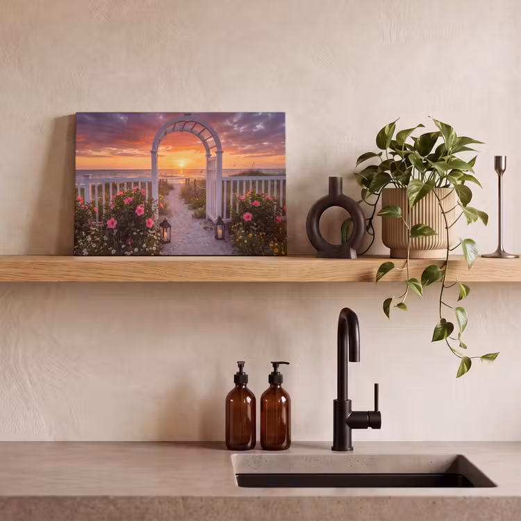 Canvas schilderij - Zee - Pad - Bloemen — 4