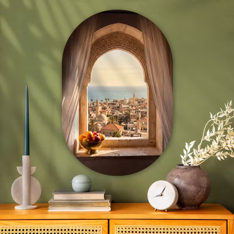 Muurovaal - Glas - Raam - Stad - Zee — 2