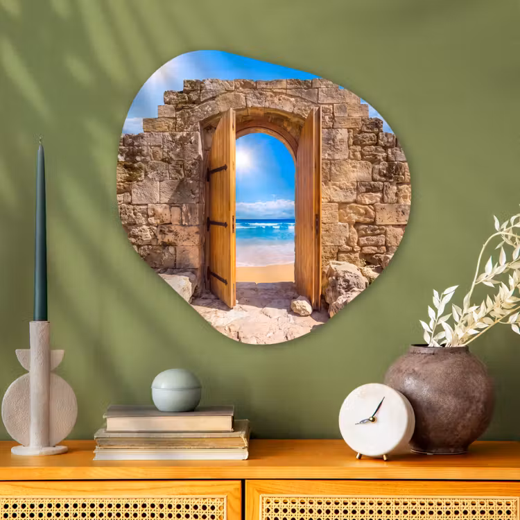 Organisch schilderij - Glas - Deur - Strand - Zee — 2