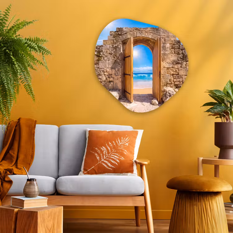 Organisch schilderij - Glas - Deur - Strand - Zee — 3