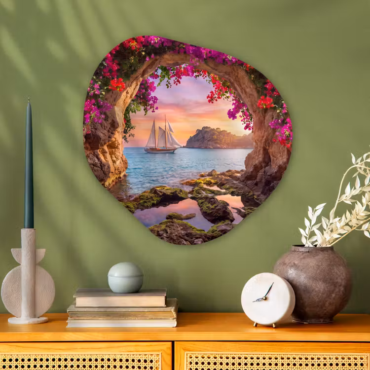 Organisch schilderij - Glas - Zeilboot - Kust - Natuur — 2