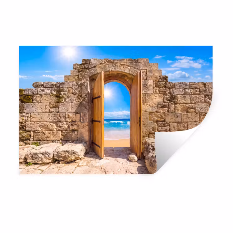 Muursticker - Deur - Strand - Zee — 1