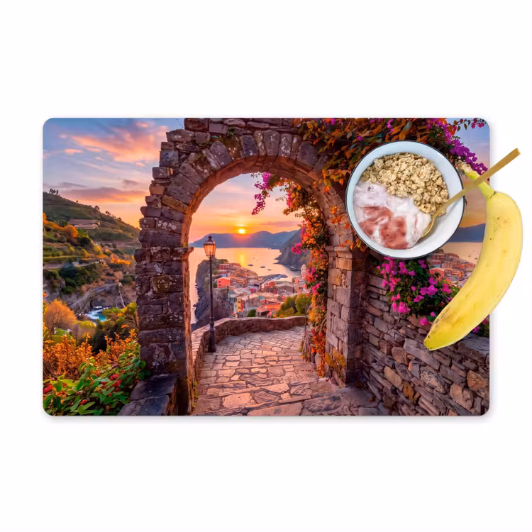 Placemat - 6 stuks - Boog - Kust - Zonsondergang — 1