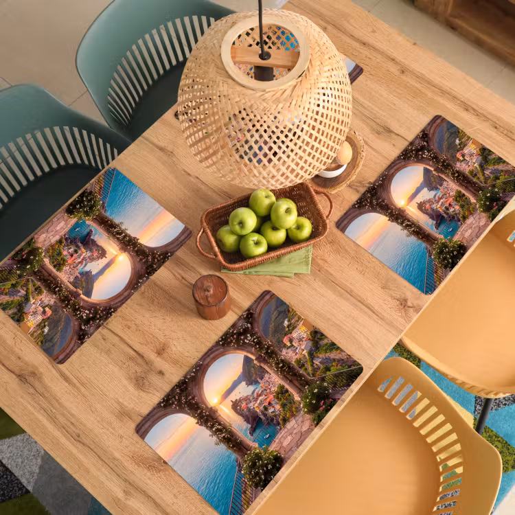 Placemat - 6 stuks - Dorp - Zee - Zonsondergang — 4
