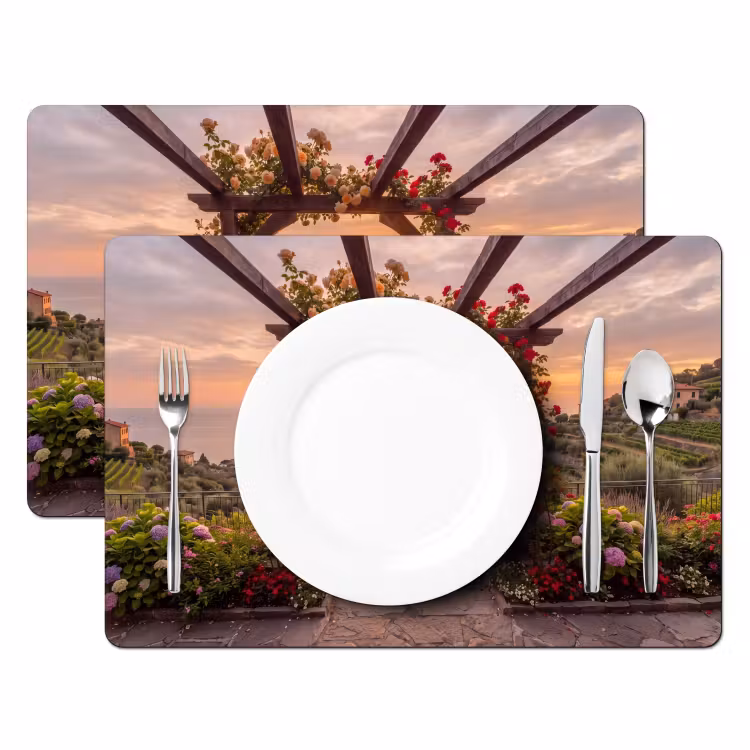 Placemat - 6 stuks - Pergola - Zee - Zonsondergang — 2