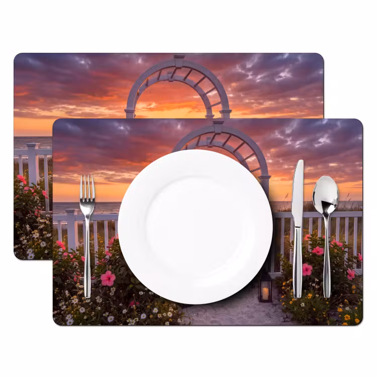 Placemat - 6 stuks - Zee - Pad - Bloemen — 2