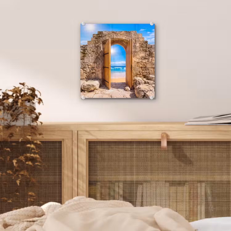 Glas schilderij - Deur - Strand - Zee — 5