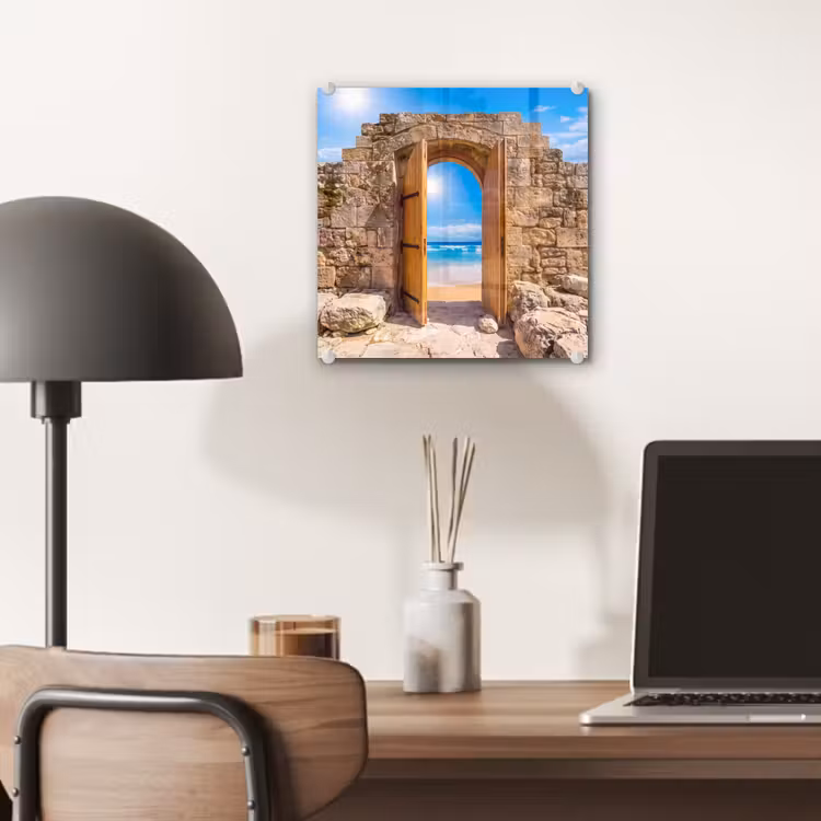 Glas schilderij - Deur - Strand - Zee — 7