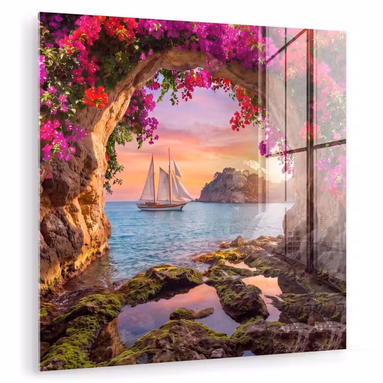 Glas schilderij - Zeilboot - Kust - Natuur — 1