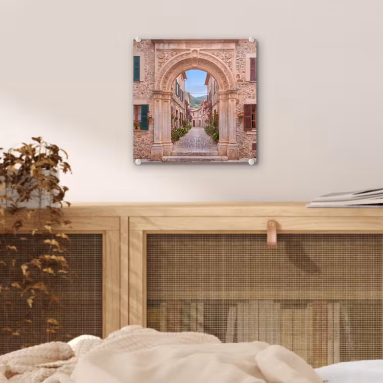 Glas schilderij - Boog - Straat - Dorp — 5