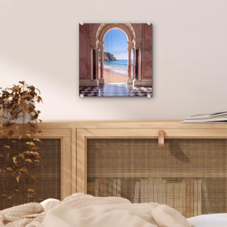 Glas schilderij - Boog - Strand - Zee — 5