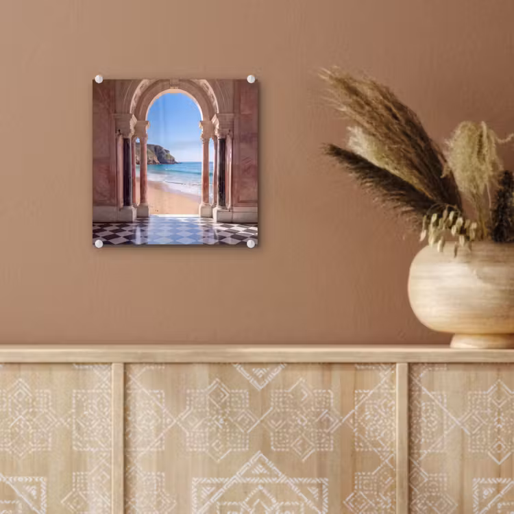 Glas schilderij - Boog - Strand - Zee — 6