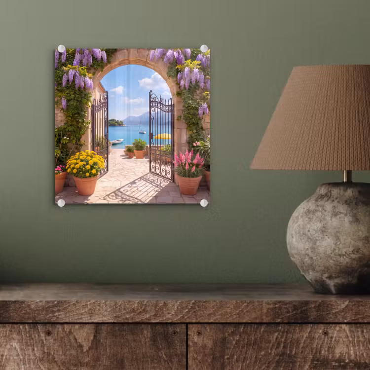 Glas schilderij - Poort - Zee - Uitzicht — 4