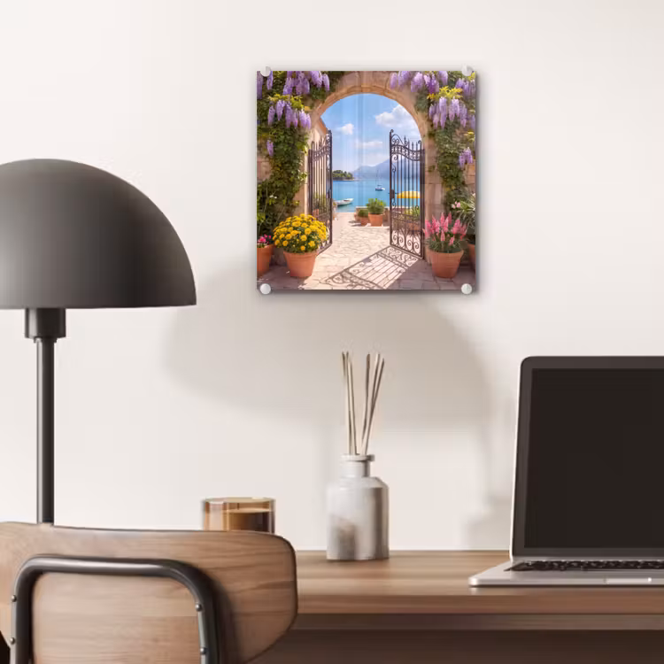 Glas schilderij - Poort - Zee - Uitzicht — 7